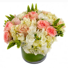 Load image into Gallery viewer, White and Pink Arrangement in 6x6 Vase
